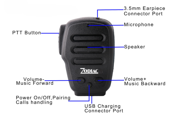 Zodiac monofon bluetooth m/PTT og 3.5 mm. Uttak - Bilde 2